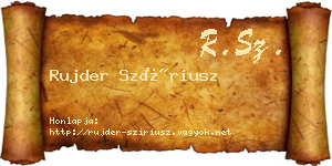 Rujder Szíriusz névjegykártya